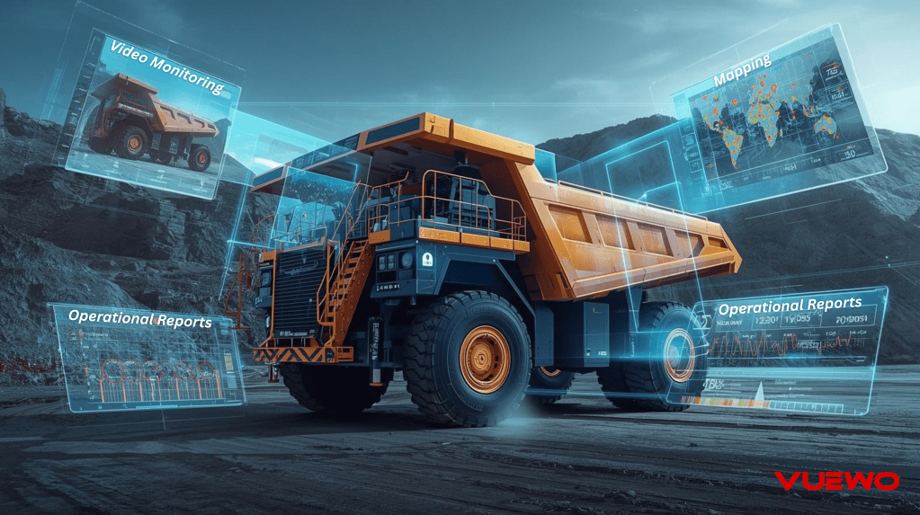 VUEWO AI-powered mining haul truck video telematics system deployed in an open-pit copper mine